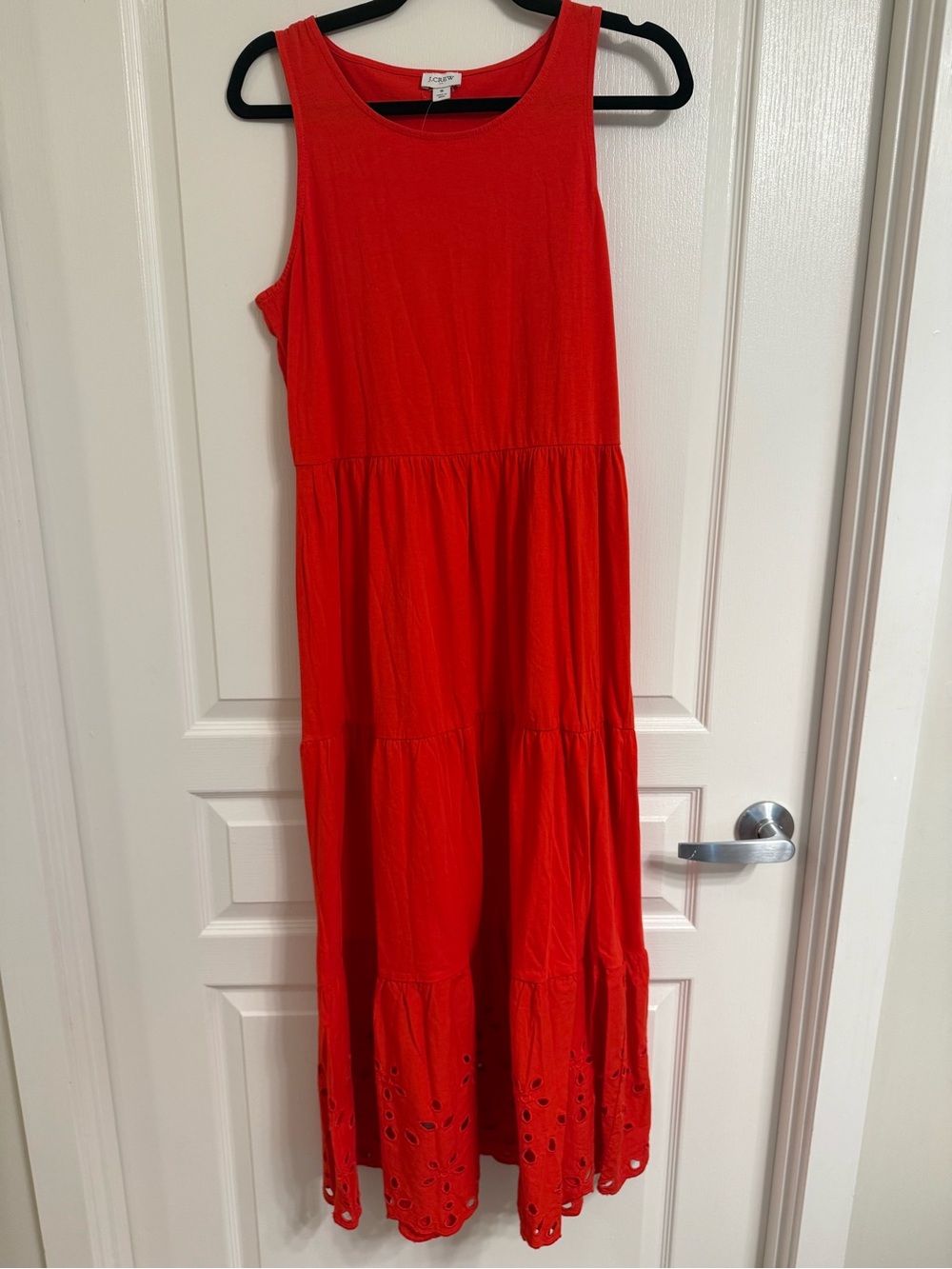 Jcrew Sleeveless Red Maxi Dress with Eyelet Hem
